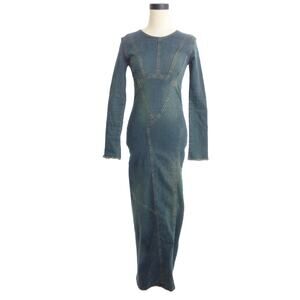 Zara Fitted Denim Long Sleeve Dress Size XS